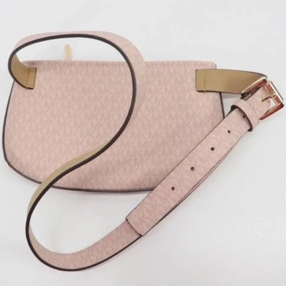MICHAEL KORS Signature Stripe Fanny Pack/ Crossbody Bag, Pink w/ MK Logo - NWT - Picture 6 of 16